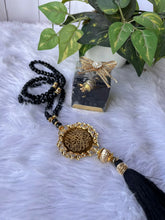 Black Crystal Tasbeeh with Bismillah (100 Beads)